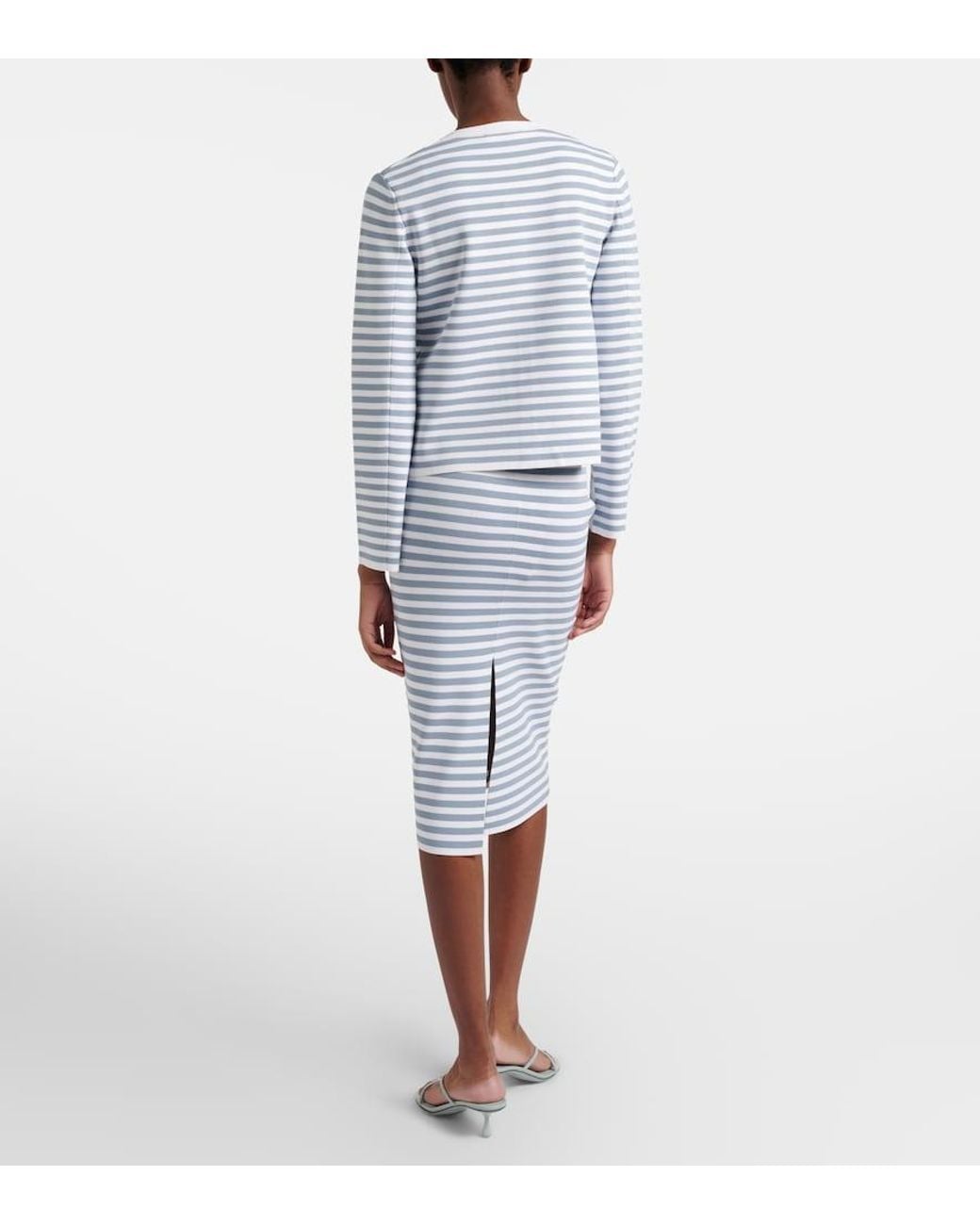 Max Mara Blue Gennaio Striped Midi Skirt