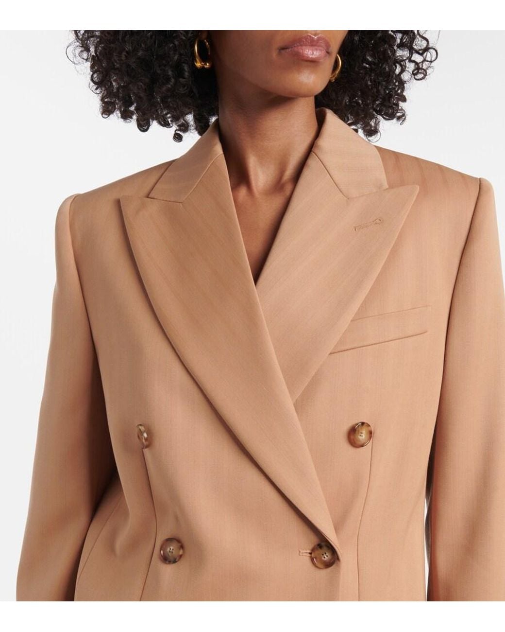 Stella McCartney Natural Striped Double-Breasted Wool Blazer