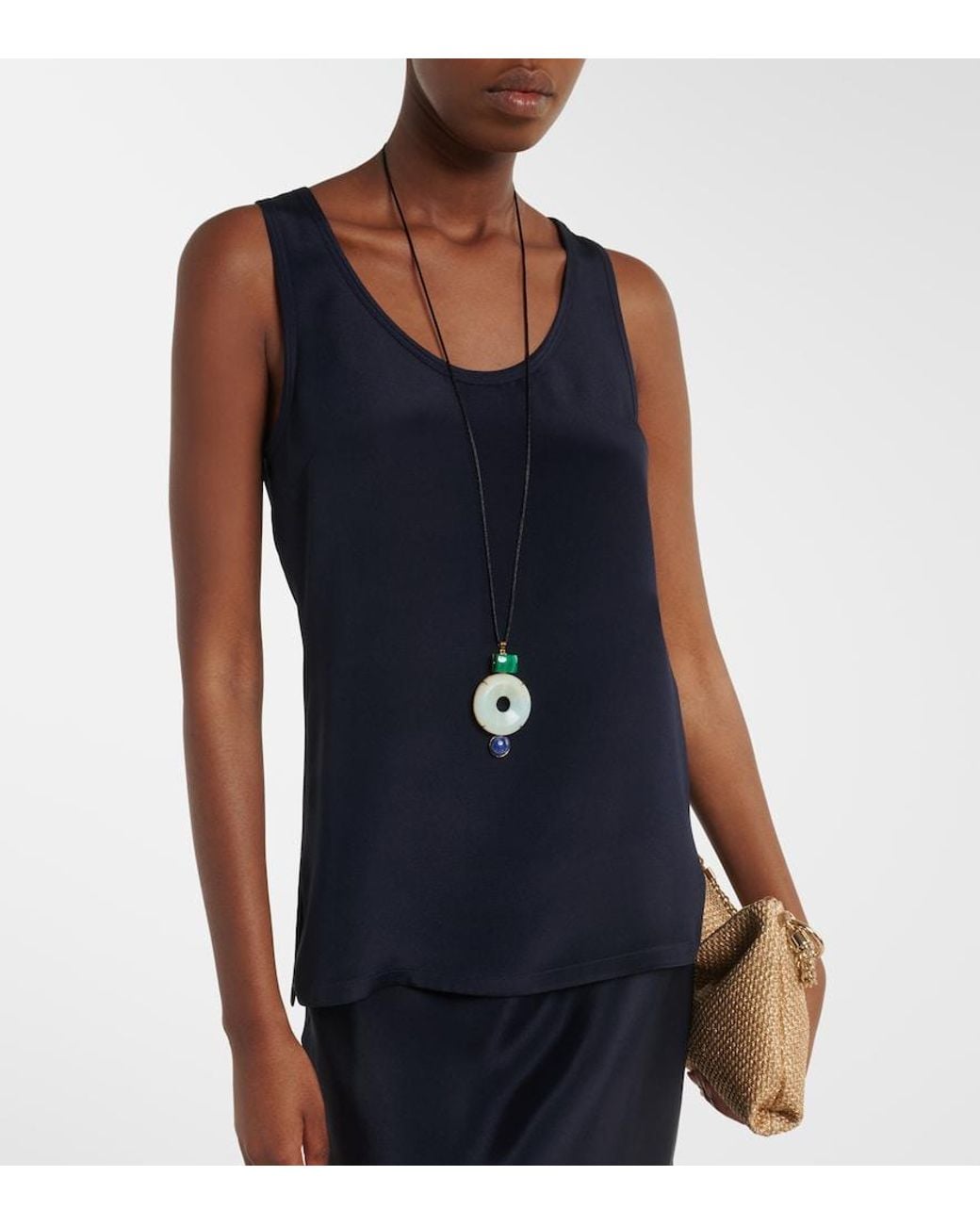 Max Mara Blue Silk Crepe De Chine Tank Top