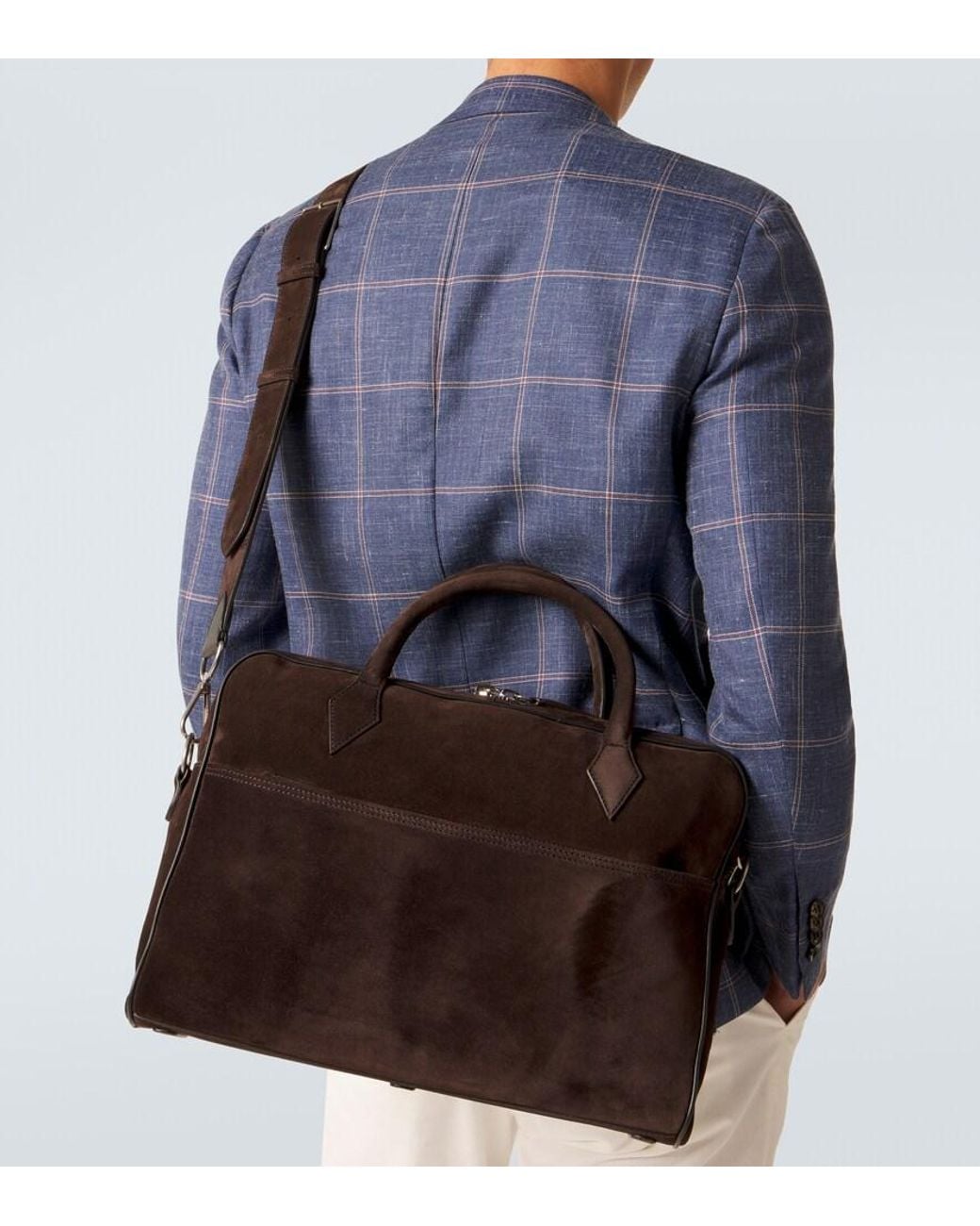 Metier Black Closer Slim Suede Briefcase for men