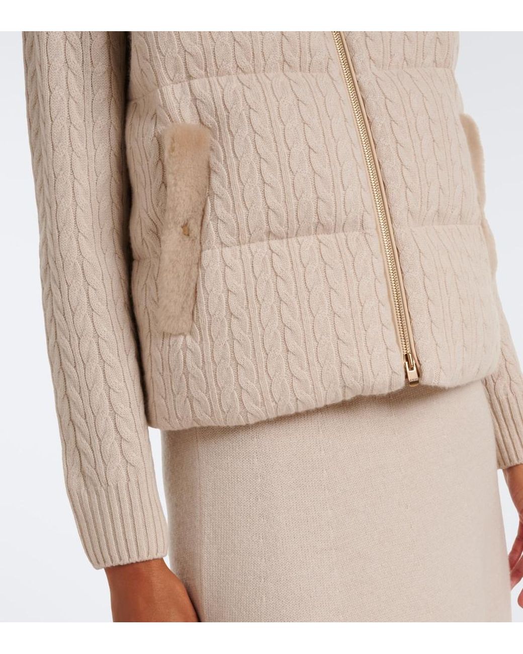 Agnona Natural Cable-Knit Cashmere Puffer Vest