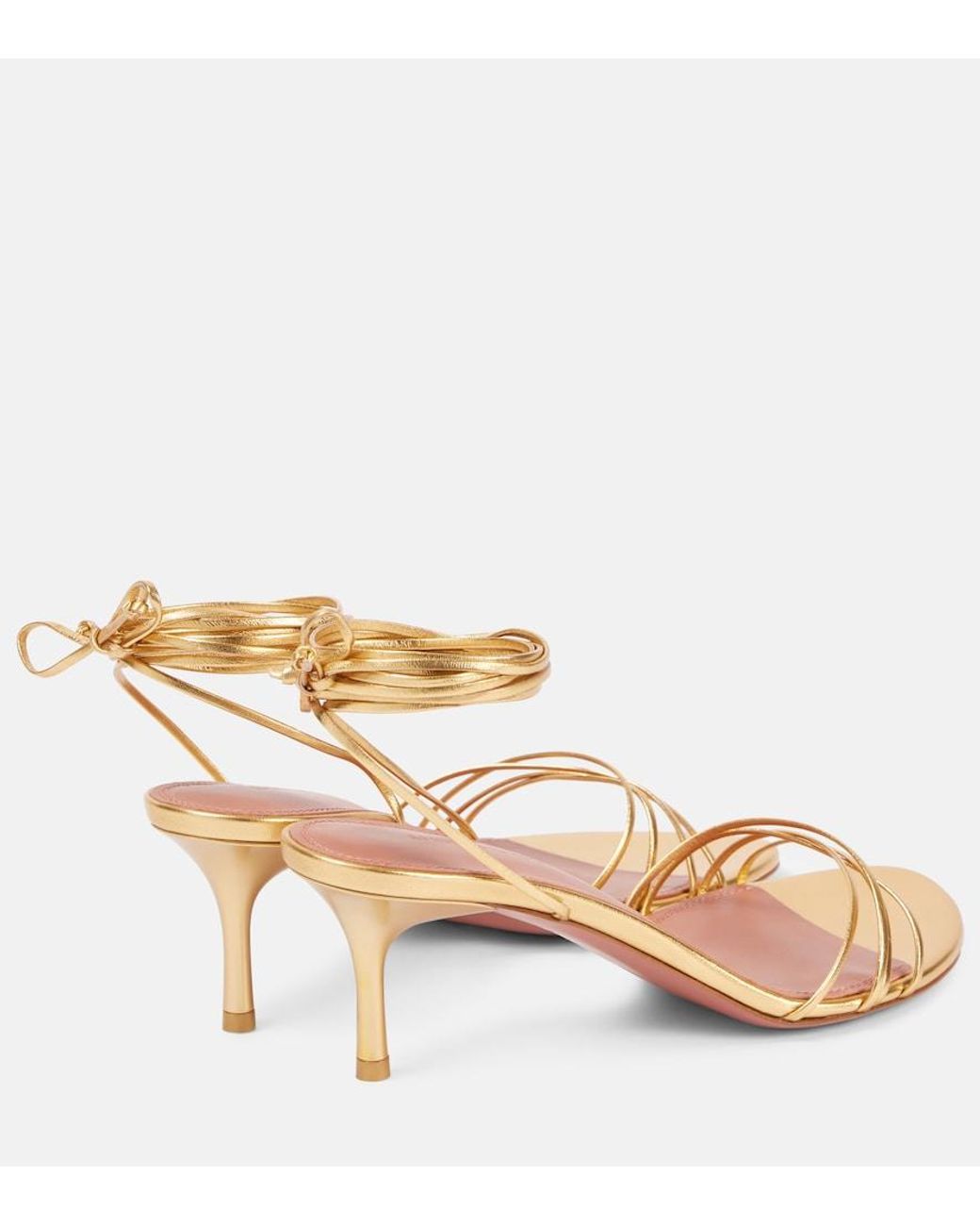 AMINA MUADDI Pink Lori 60 Metallic Leather Sandals