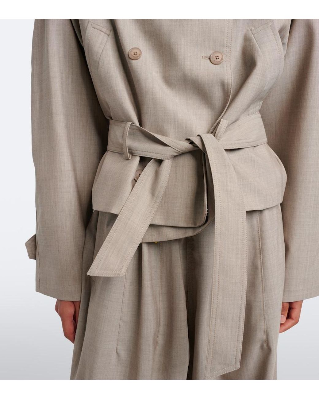 Frankie Shop Natural Stan Belted Wool Jacket