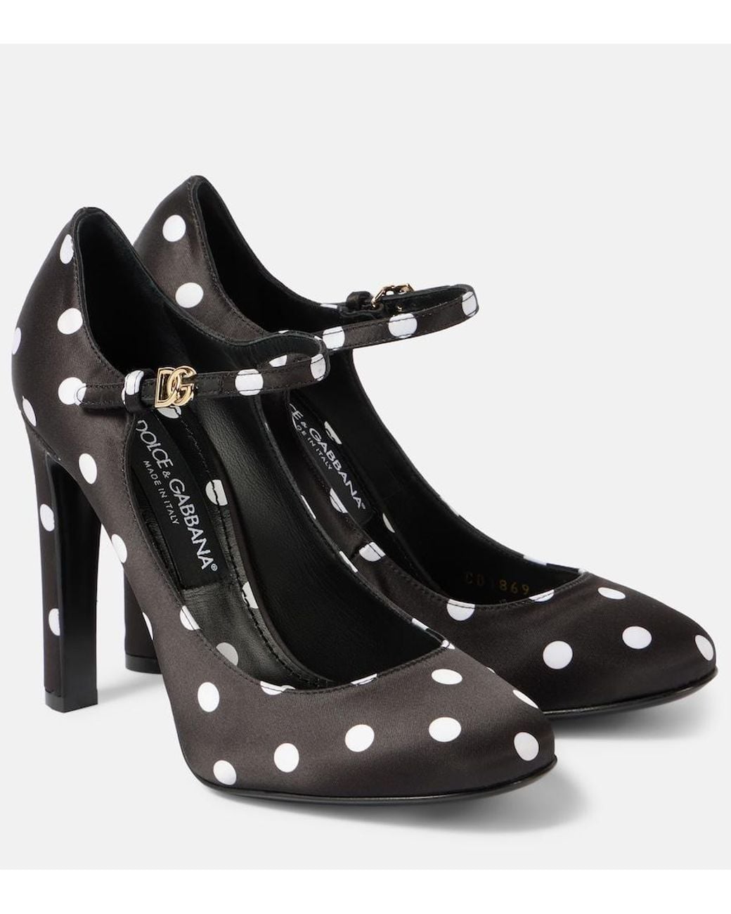 Dolce & Gabbana Black Bianca Polka-Dot Satin Pumps