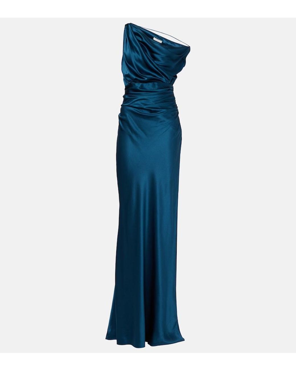 The Sei Blue Draped Silk Satin Gown