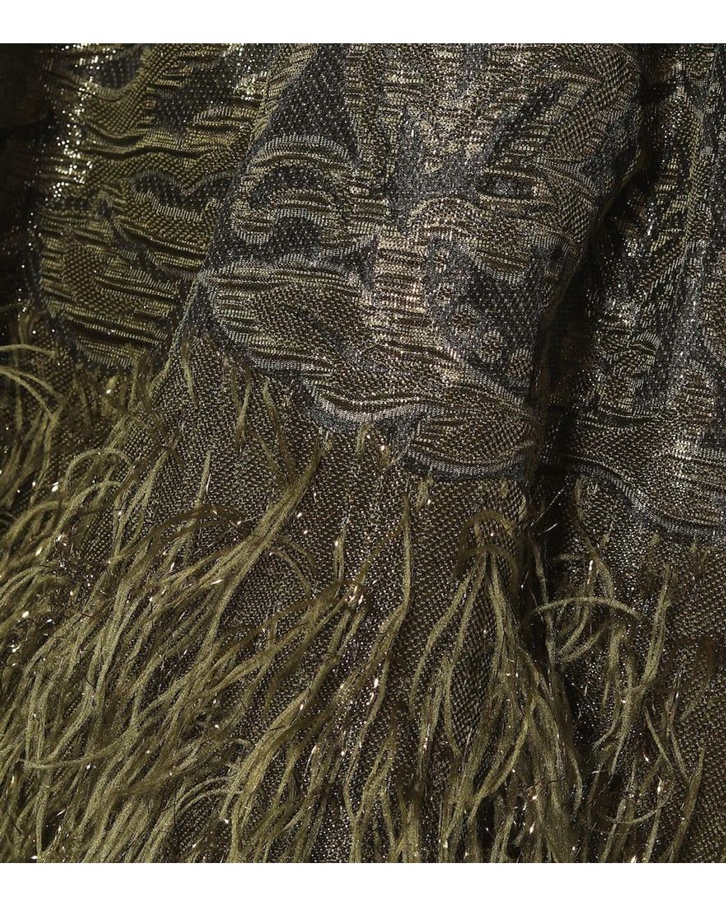 ganni green feather dress Mid-length dress Ganni Green size 38 FR in Polyester