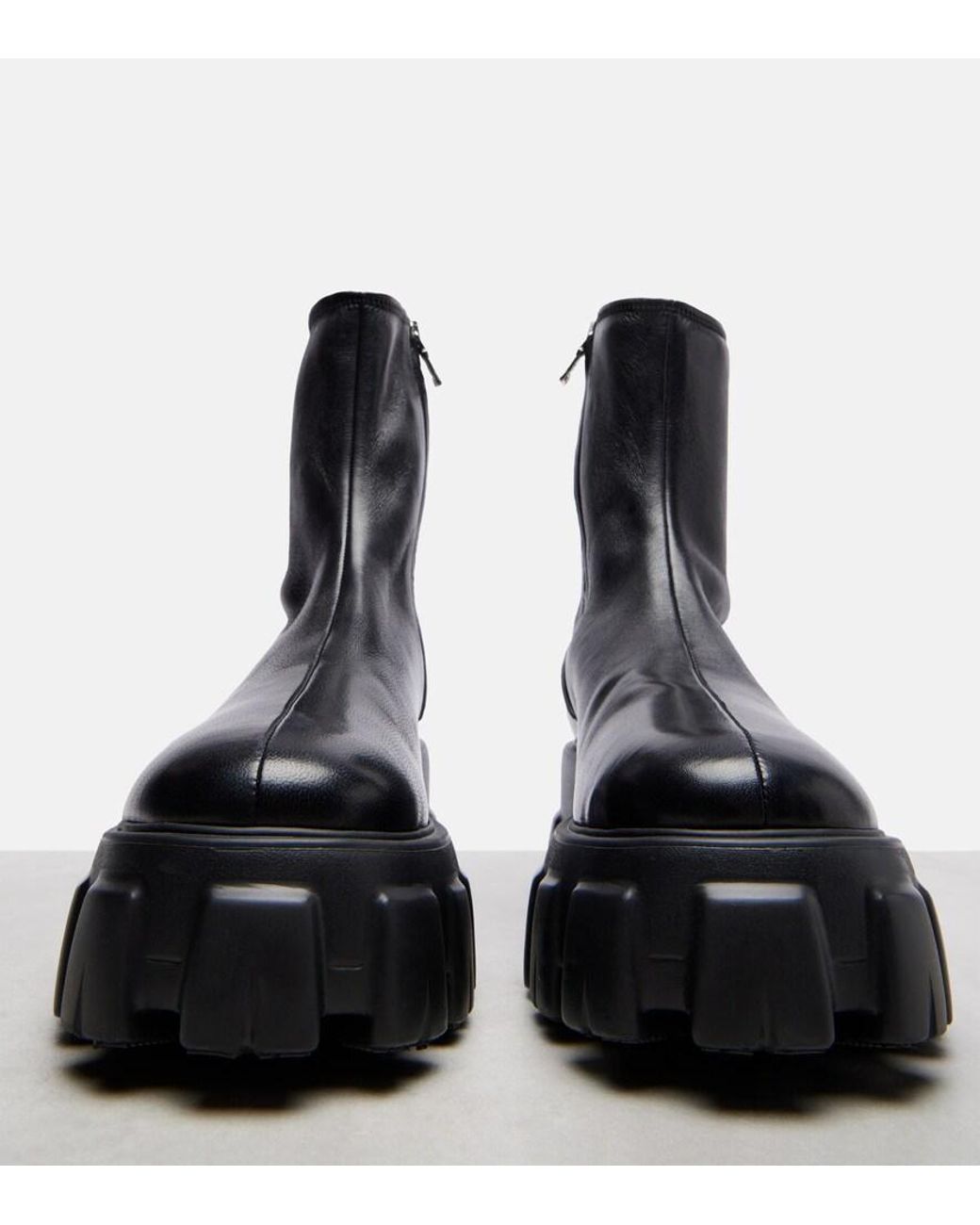 Prada Black Ankle Boots Monolith Aus Leder
