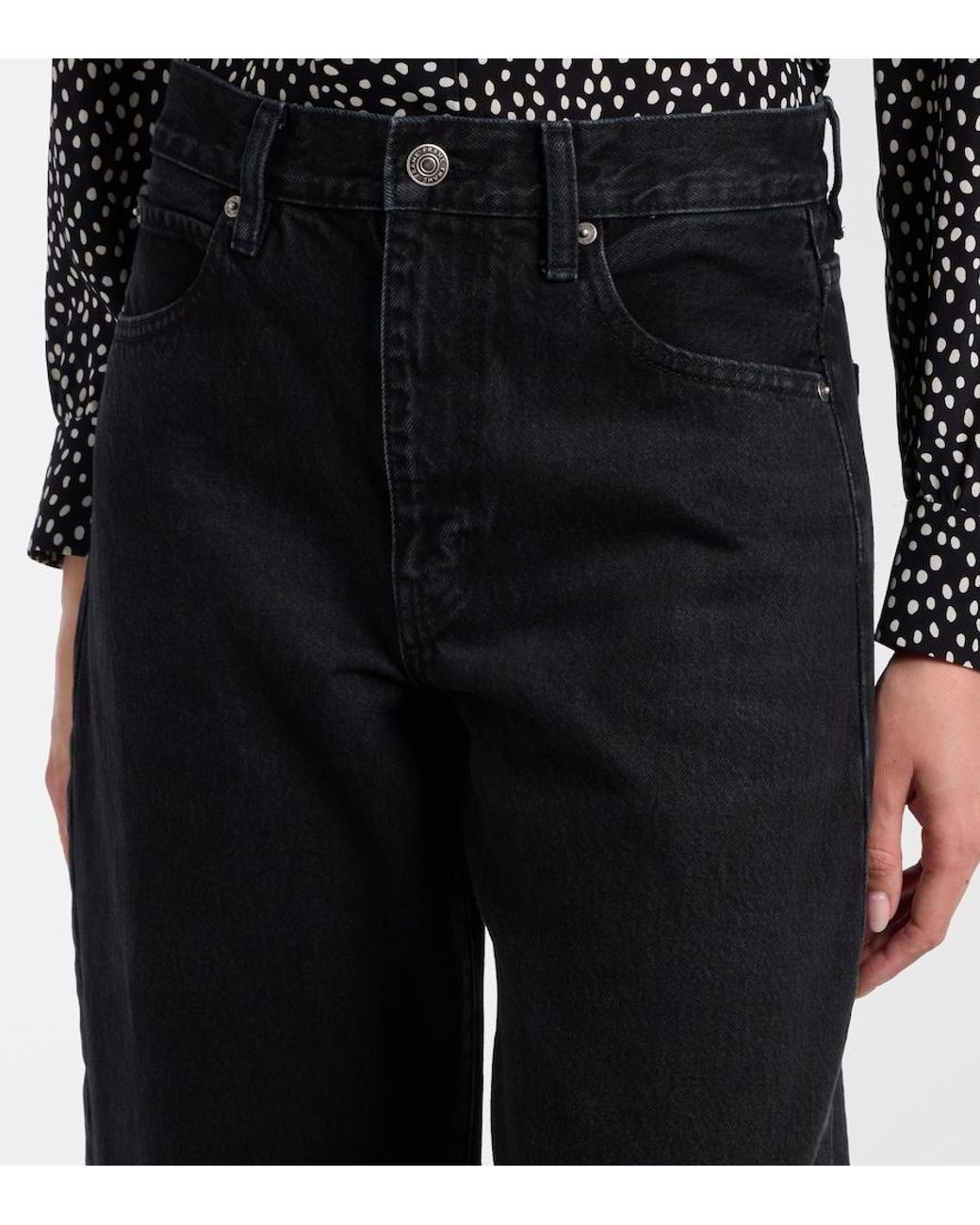 FRAME Blue The Bubble Barrel-Leg Jeans