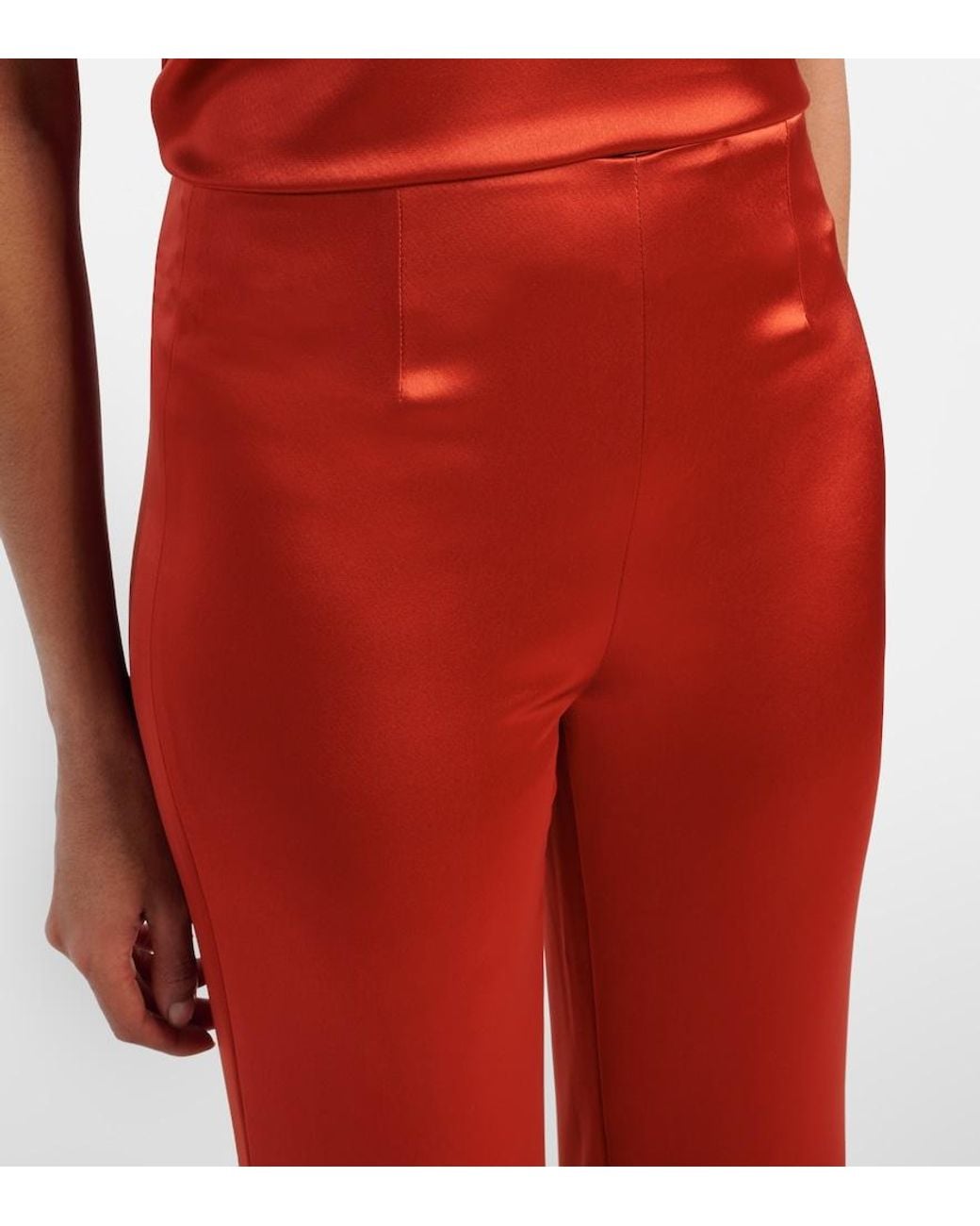 Galvan Red Atruvia Satin Wide-Leg Pants