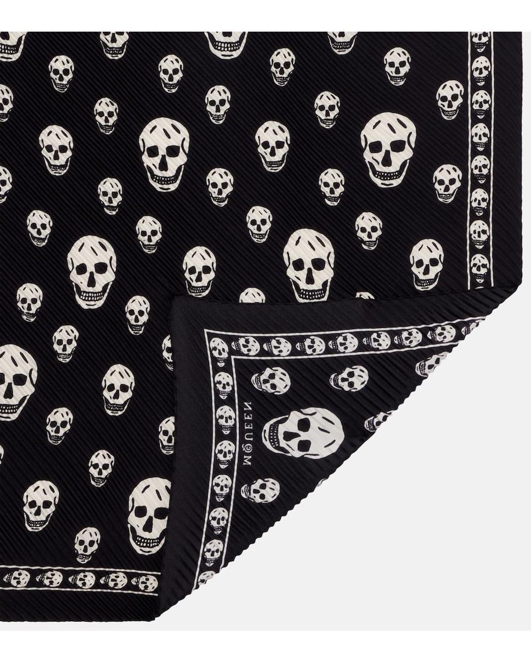 McQueen Black Skull Silk Scarf