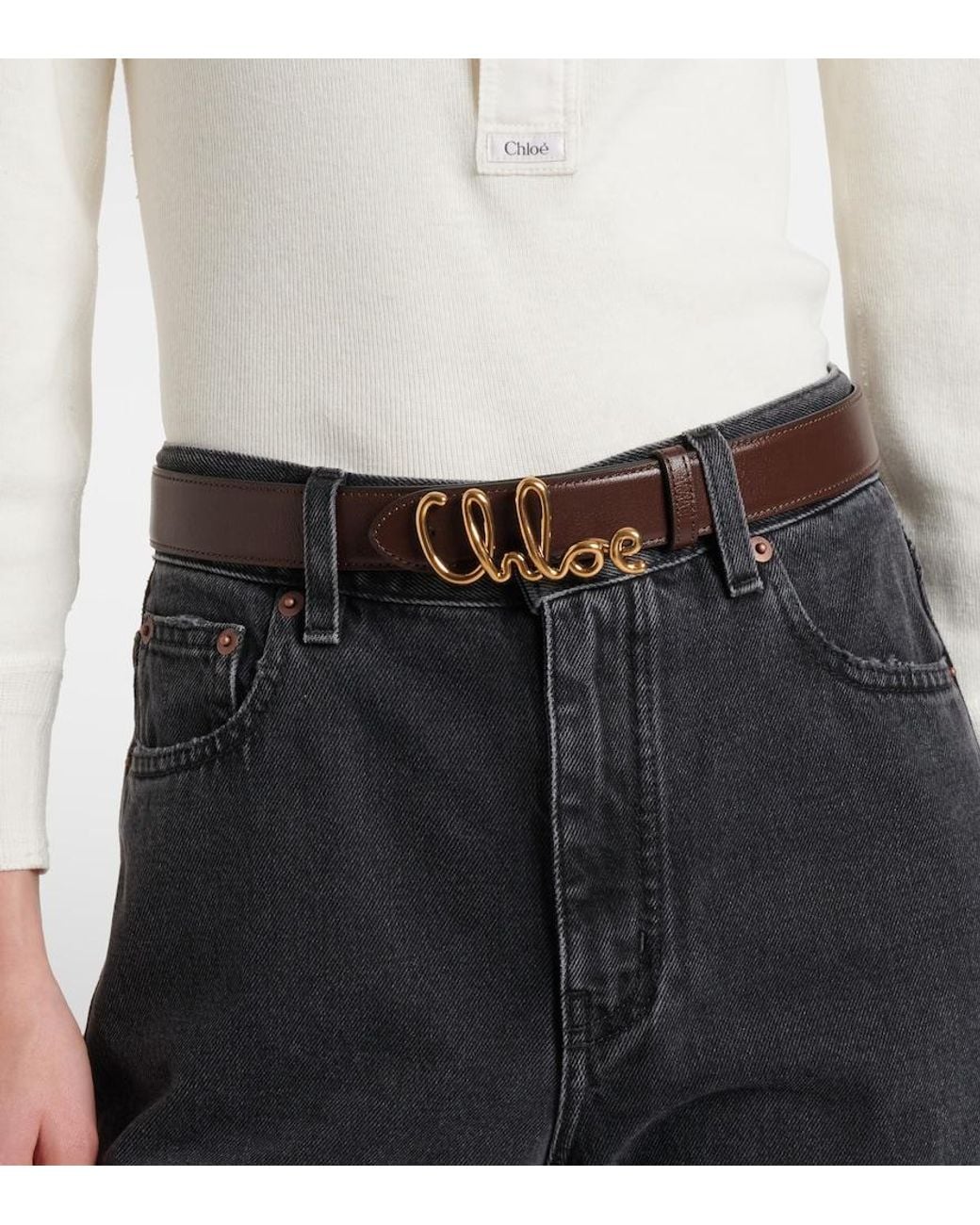 Chloé Brown Iconic Embellished Leather Belt