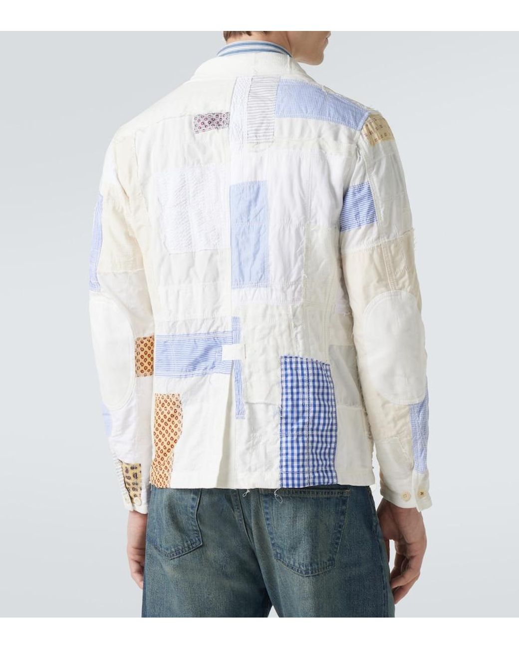 Junya Watanabe White Patchwork Cotton And Linen-Blend Blazer for men