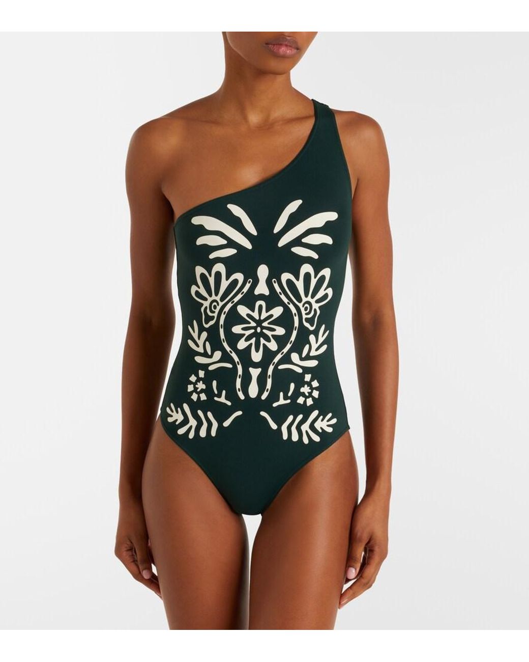 Eres Green Gemme Printed One-Shoulder Swimsuit