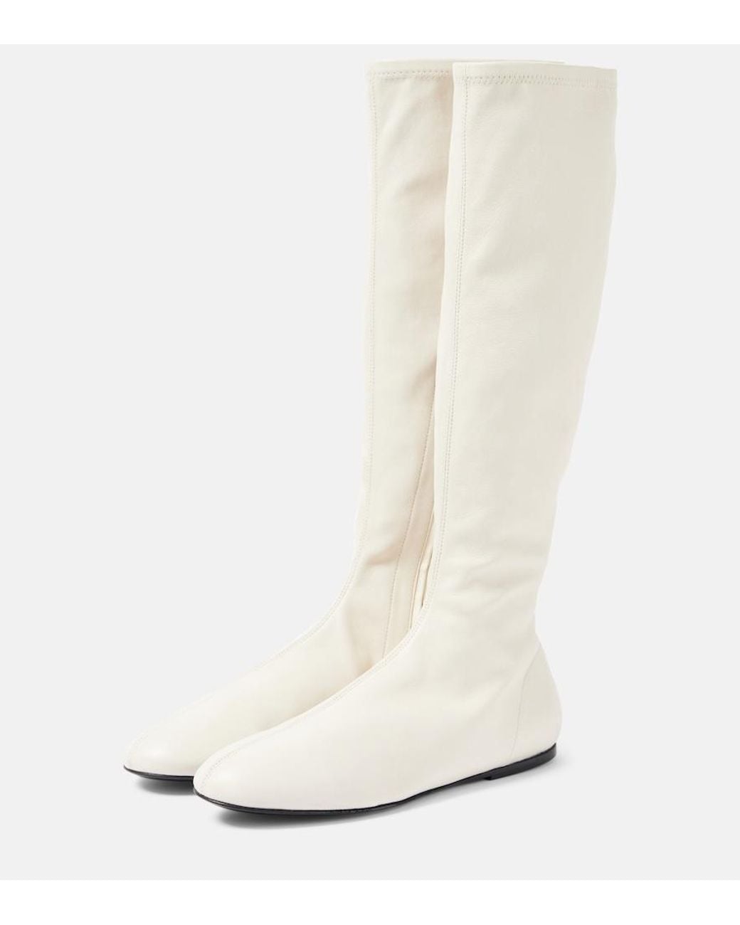Co. White Leather Knee-High Boots