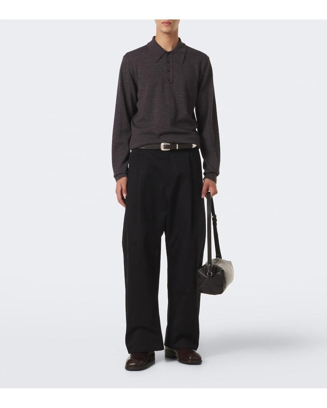Lemaire Black Care Leather Shoulder Bag for men