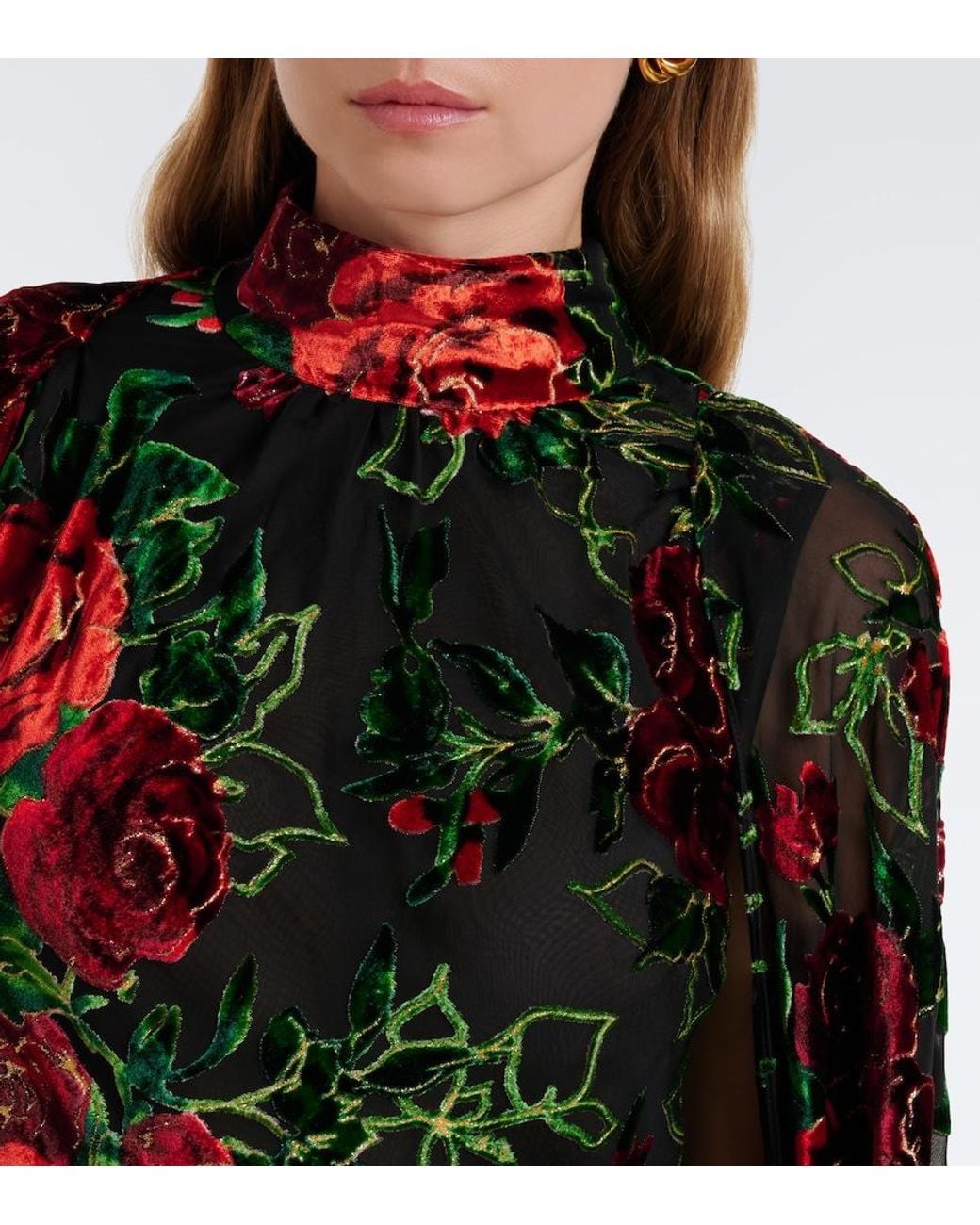 Rodarte Black Floral Devore Velvet Gown