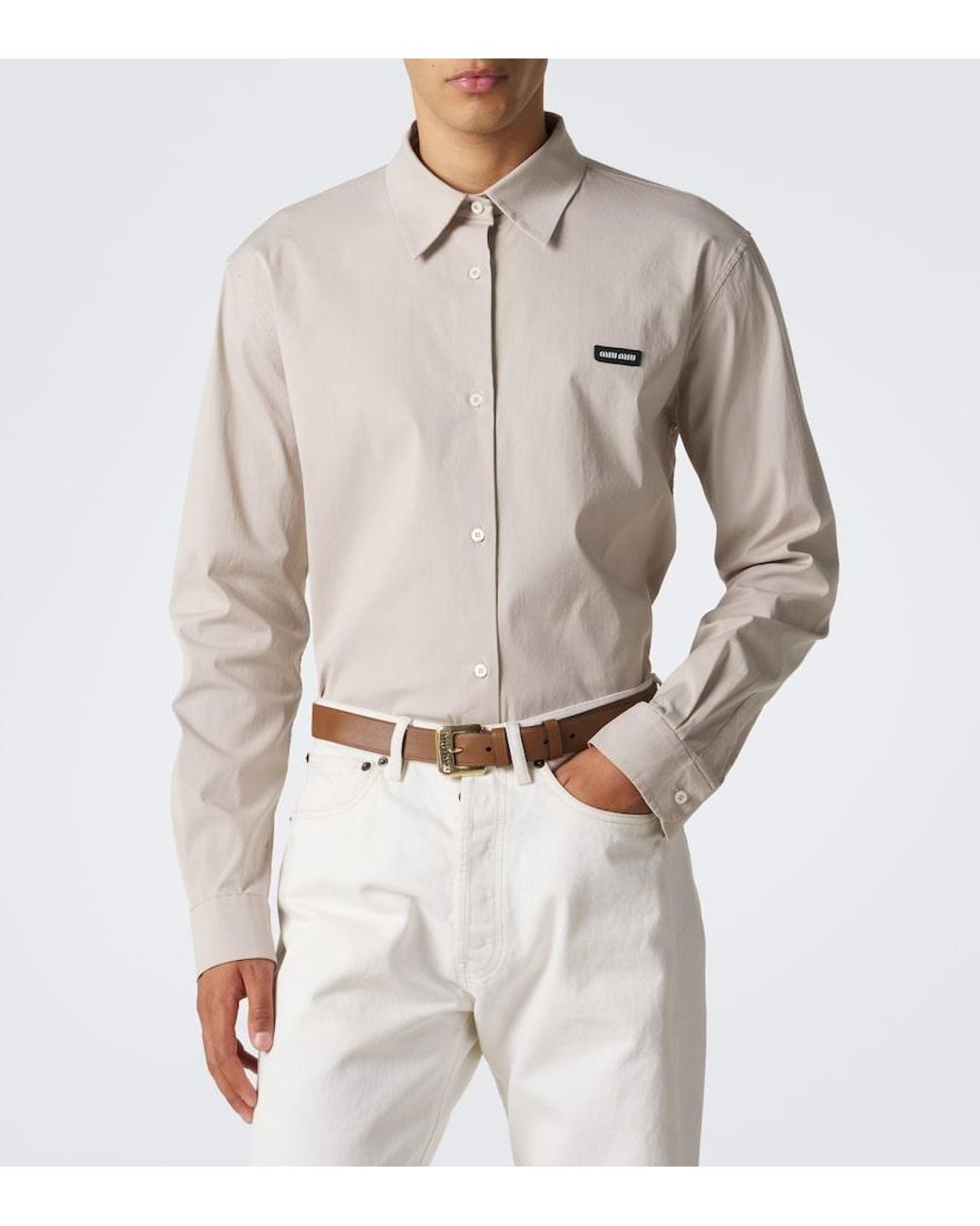 Miu Miu Natural Cotton-Blend Poplin Shirt for men