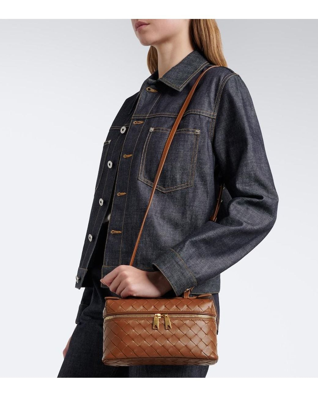 Bottega Veneta Brown Bang Bang Intrecciato Leather Vanity Bag