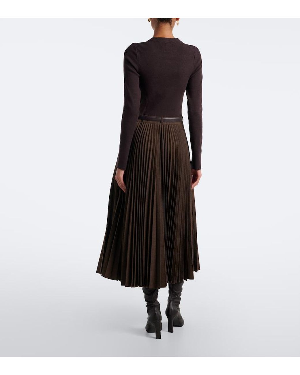 Jonathan Simkhai Black Abilene Checked Ribbed-Knit Pleated Midi Dress