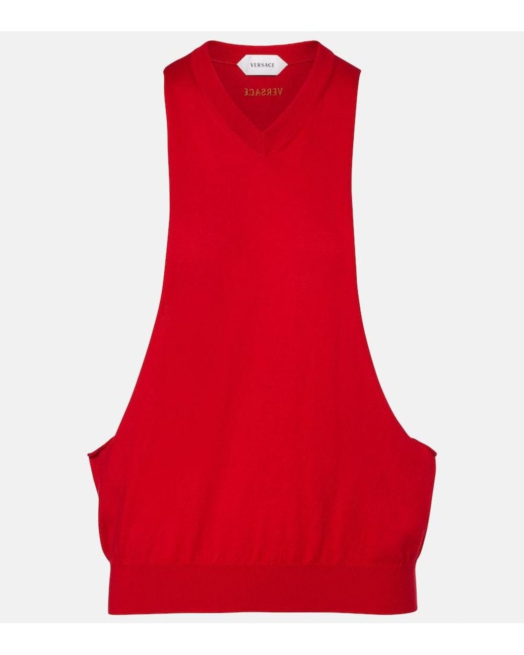 Versace Red Knitted Cotton Top