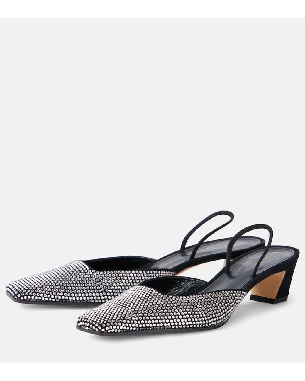 Khaite Blue Roosevelt Embellished Slingback Leather Pumps