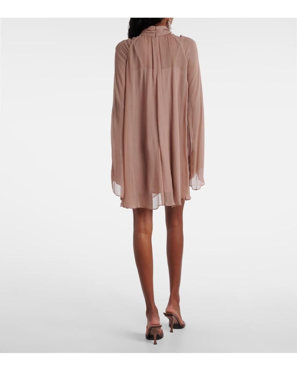 Staud Brown Esther Chiffon Minidress