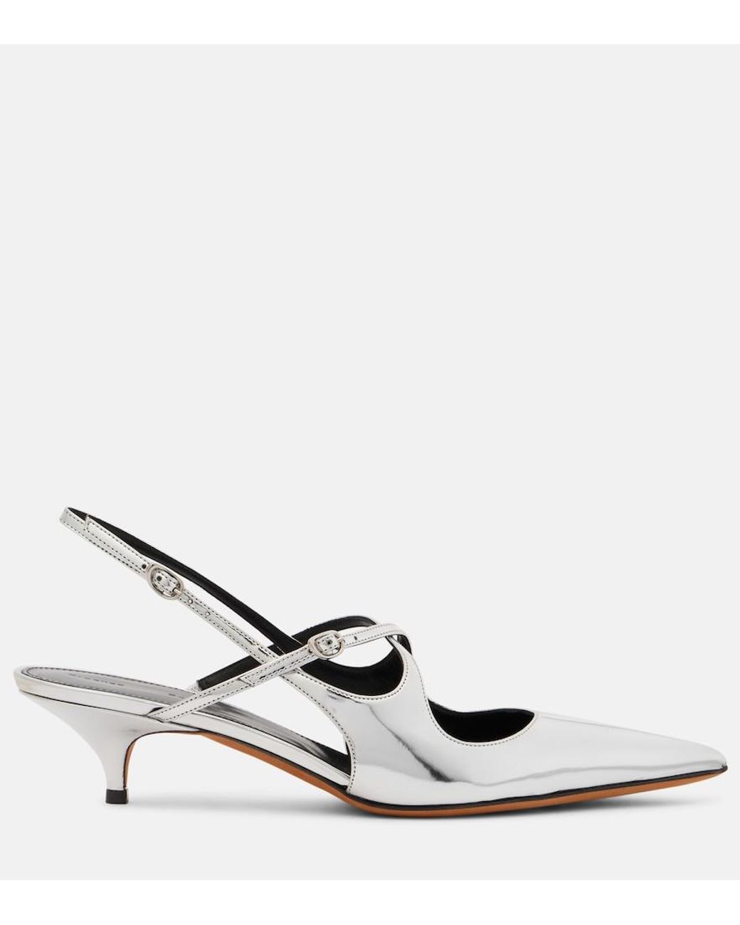 Proenza Schouler Metallic Slash 40 Mirrored Leather Slingback Pumps