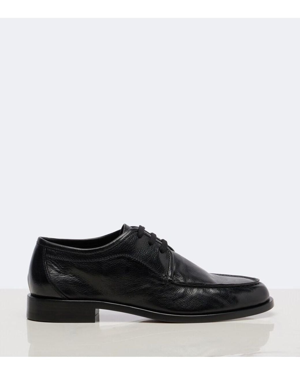 The Row Black Nino Leather Derby Shoes