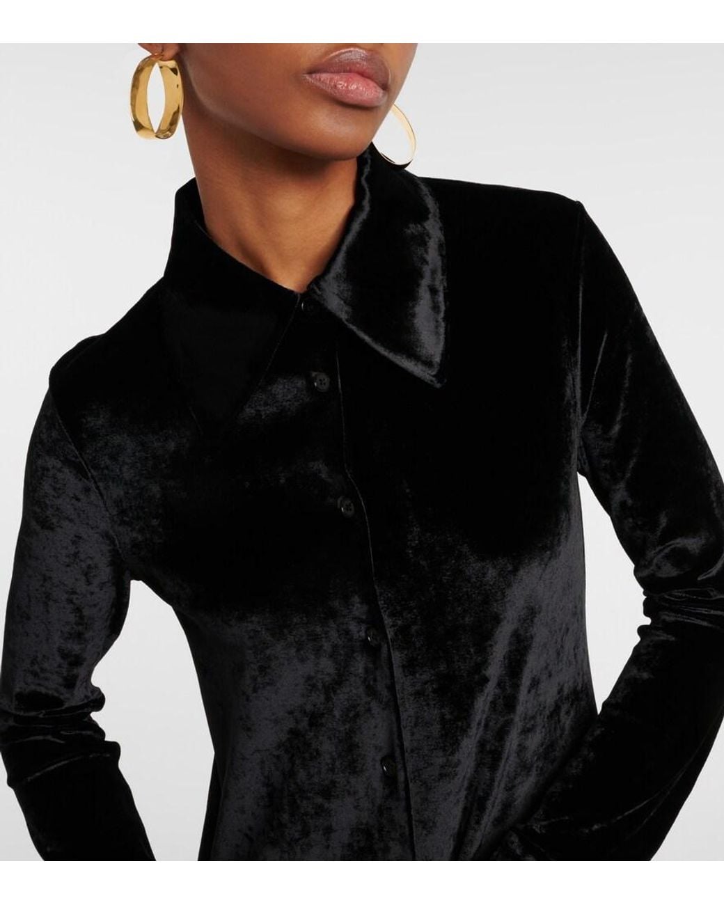 Jil Sander Black Velvet Shirt Dress