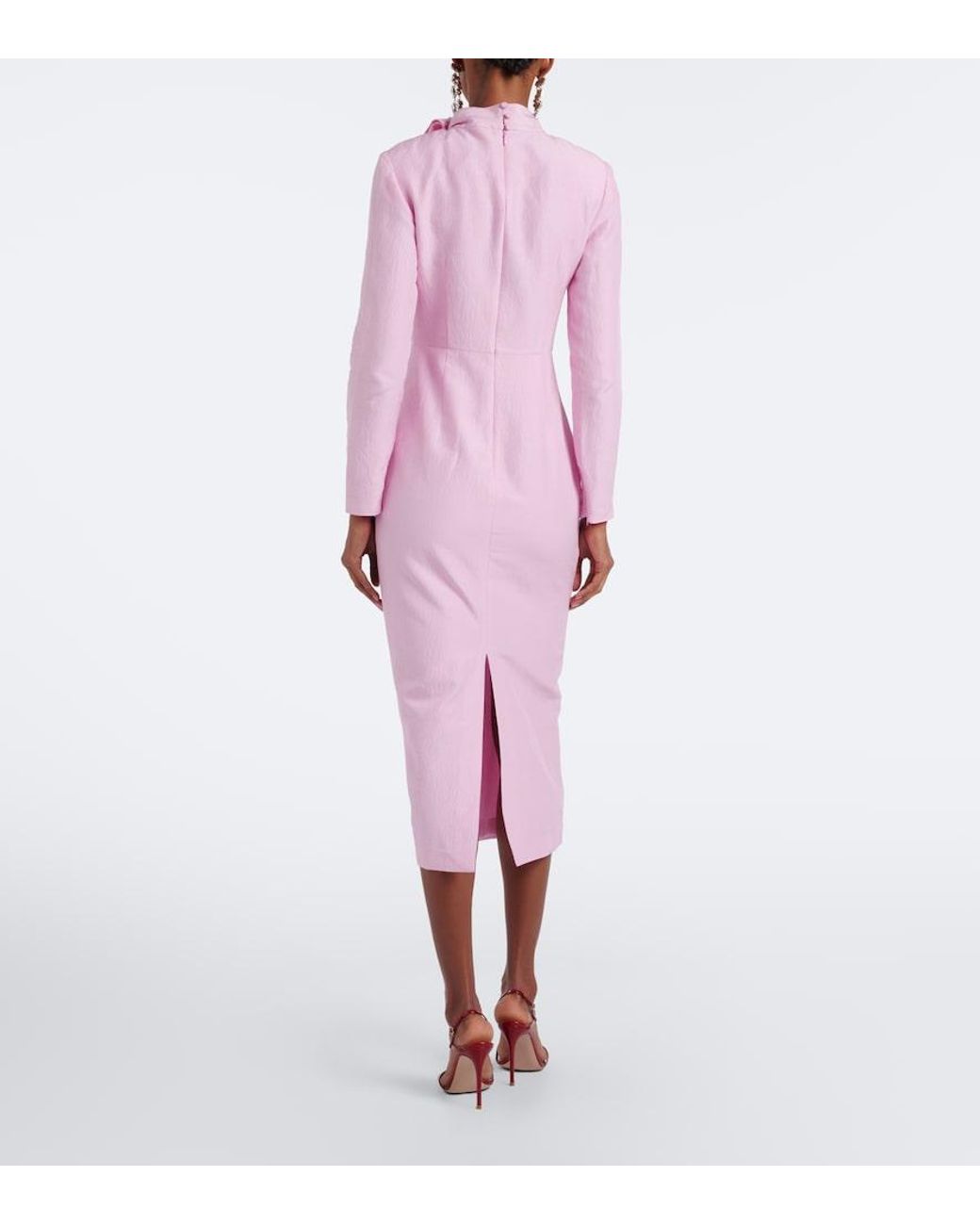 Roland Mouret Pink Bow-Detail Jacquard Cocktail Dress