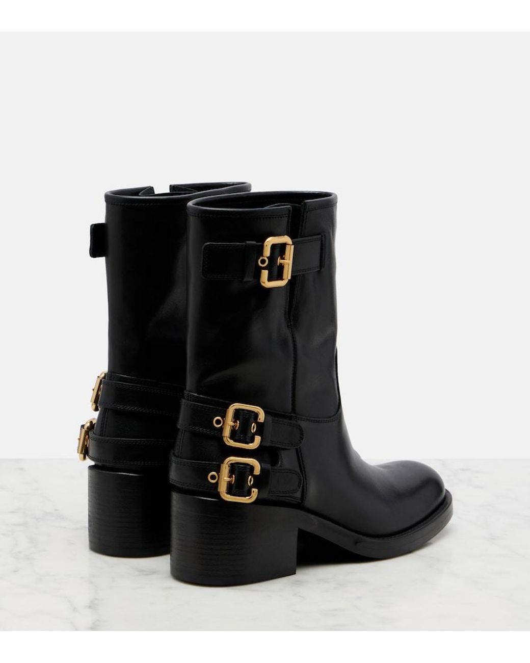 Chloé Black Dakota Leather Biker Boots