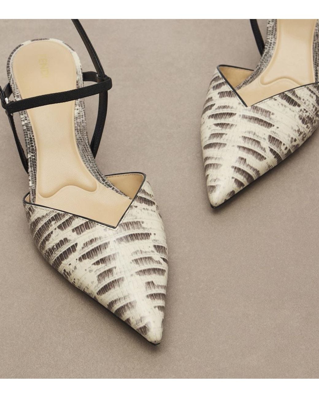 Fendi Metallic Colibri Snake-Effect Leather Slingback Pumps