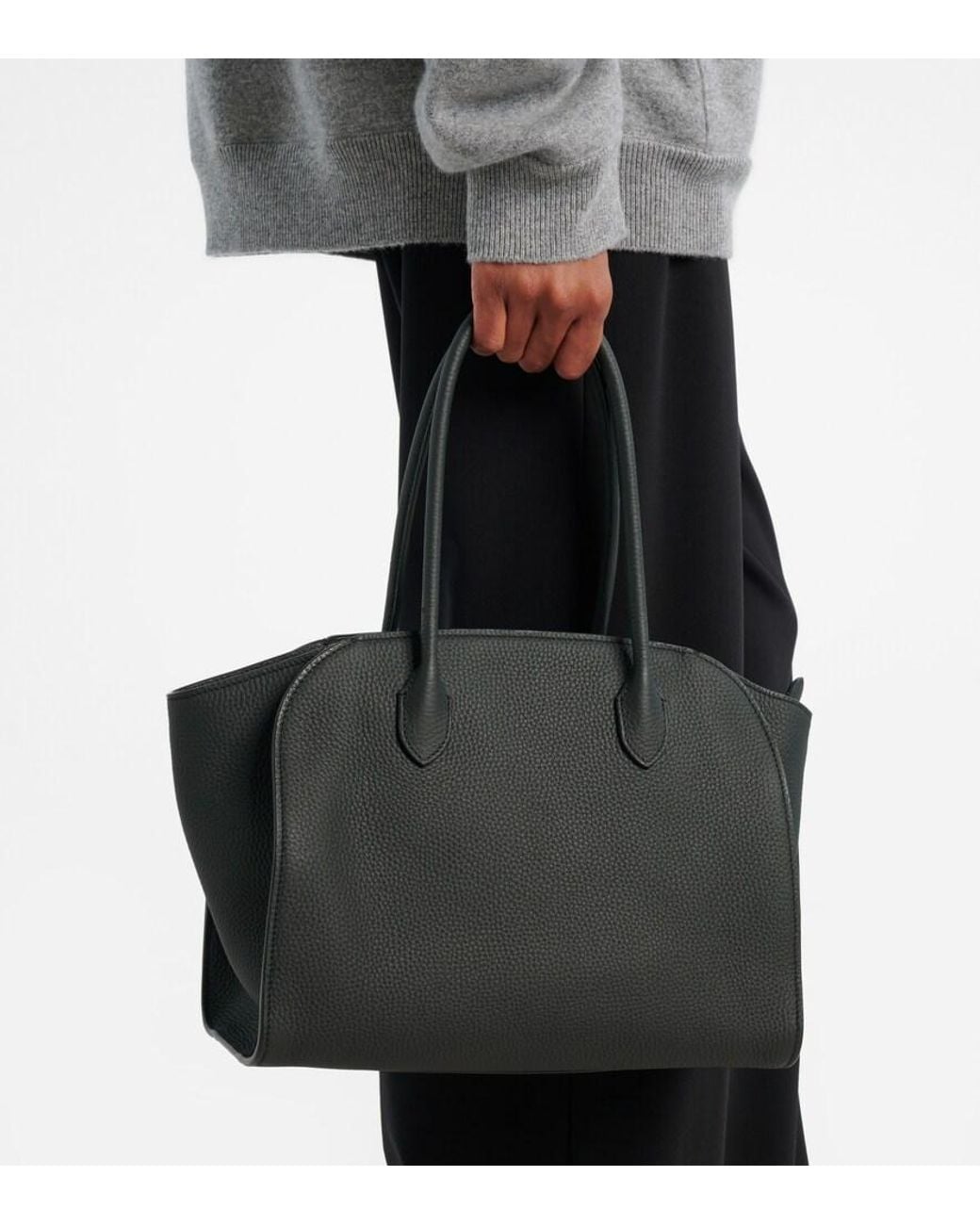 The Row Black Marlo 12 Leather Tote Bag