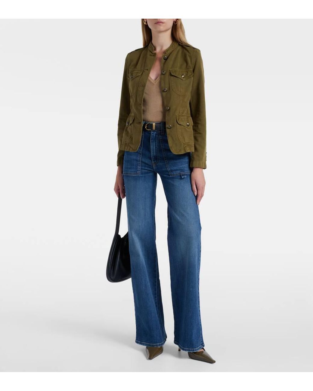 Nili Lotan Green Mona Cotton And Linen Jacket