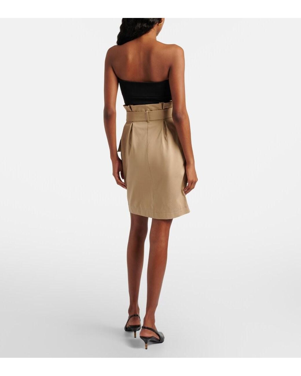 Balmain Natural Belted Cotton Gabardine Miniskirt