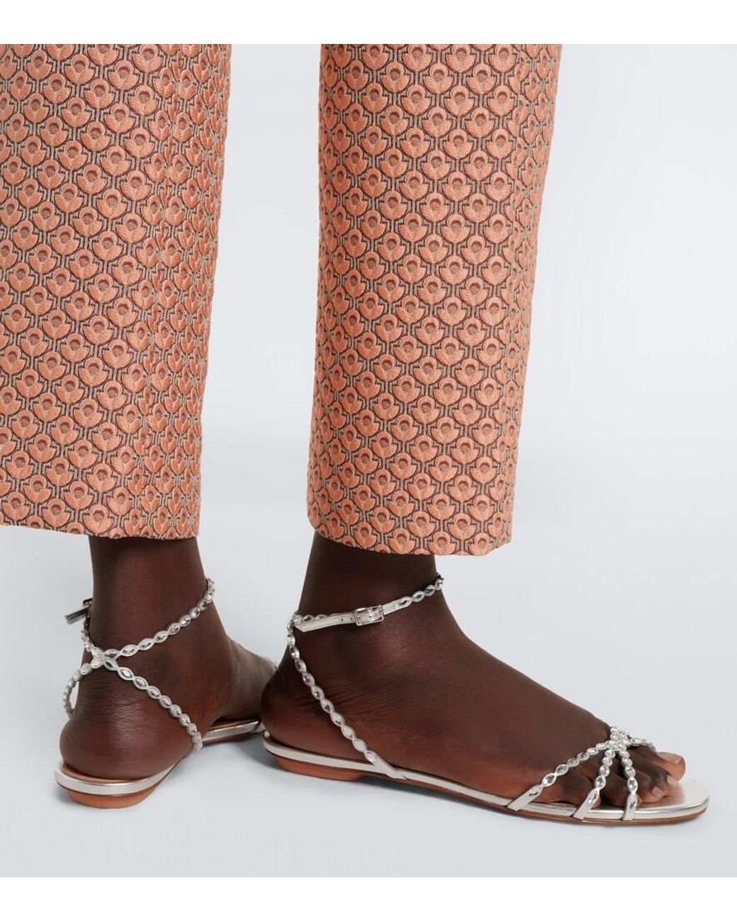 Aquazzura White Love Struck Embellished Leather Sandals