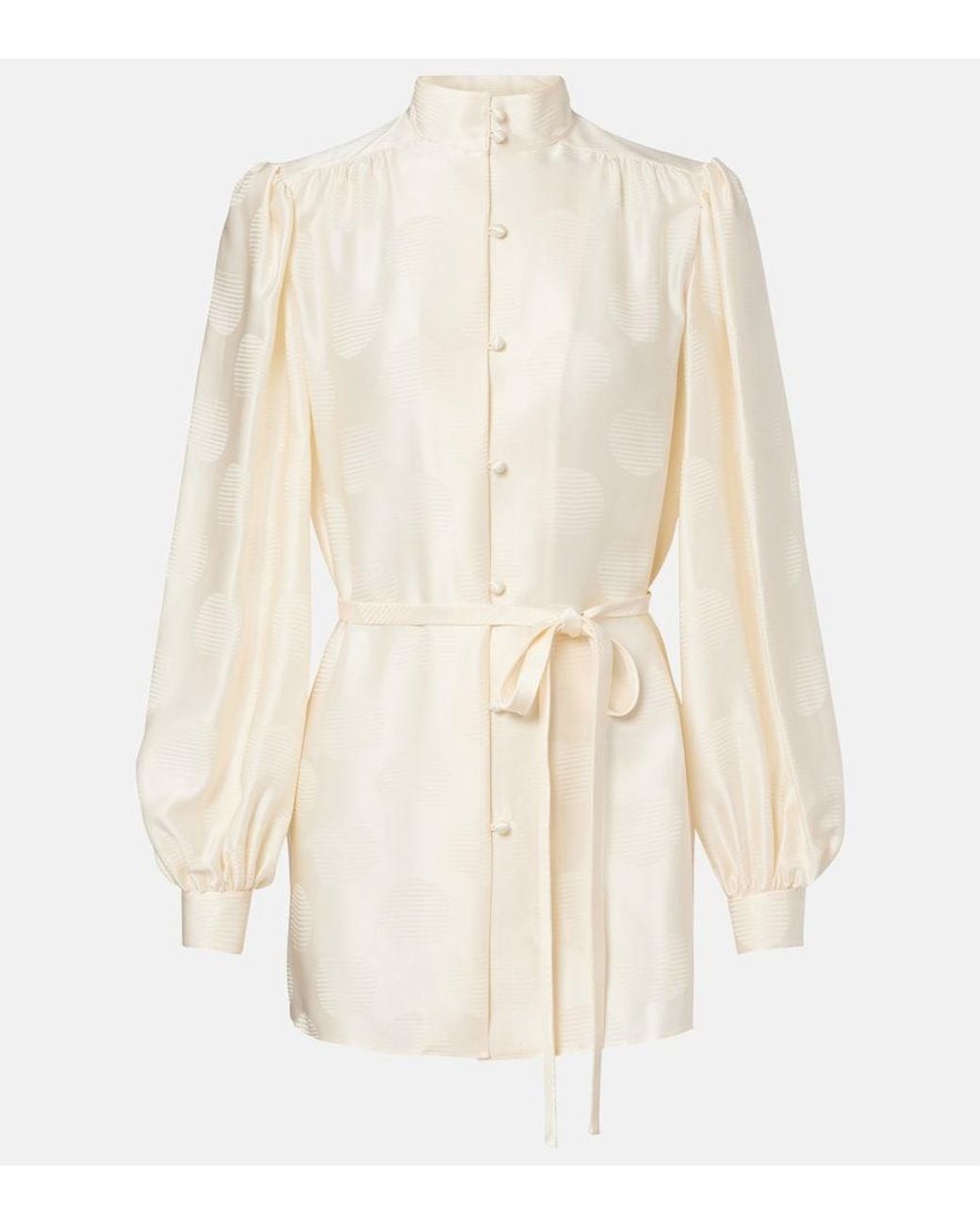 Valentino Garavani Natural Belted Silk Jacquard Shirt