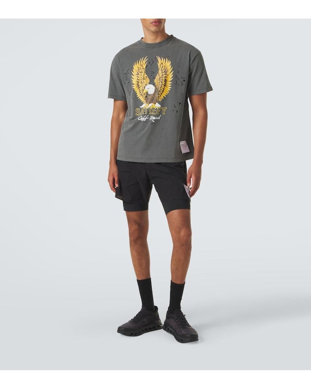 Satisfy Black Rippy Cordura 8' Running Shorts for men