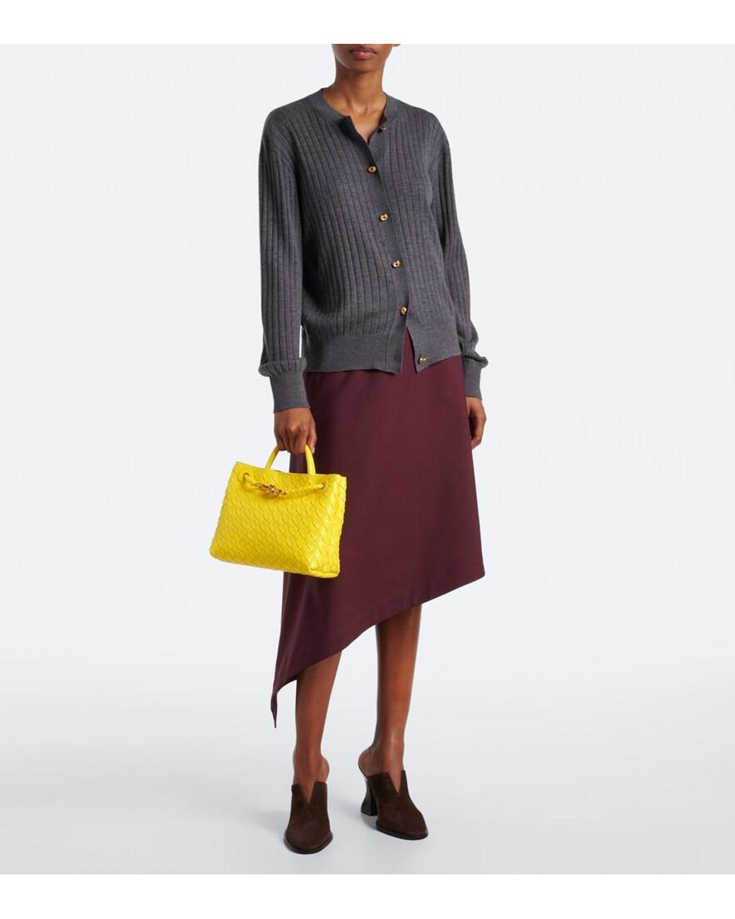 Bottega Veneta Yellow Andiamo Small Leather Tote Bag