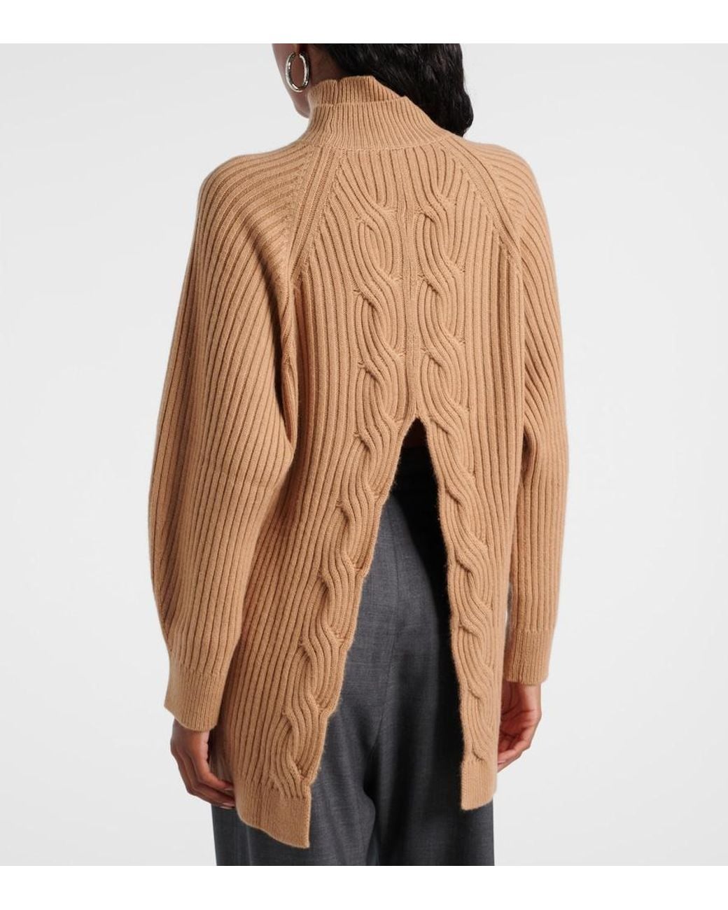 Max Mara Brown Alcazar Wool And Cashmere Turtleneck Sweater