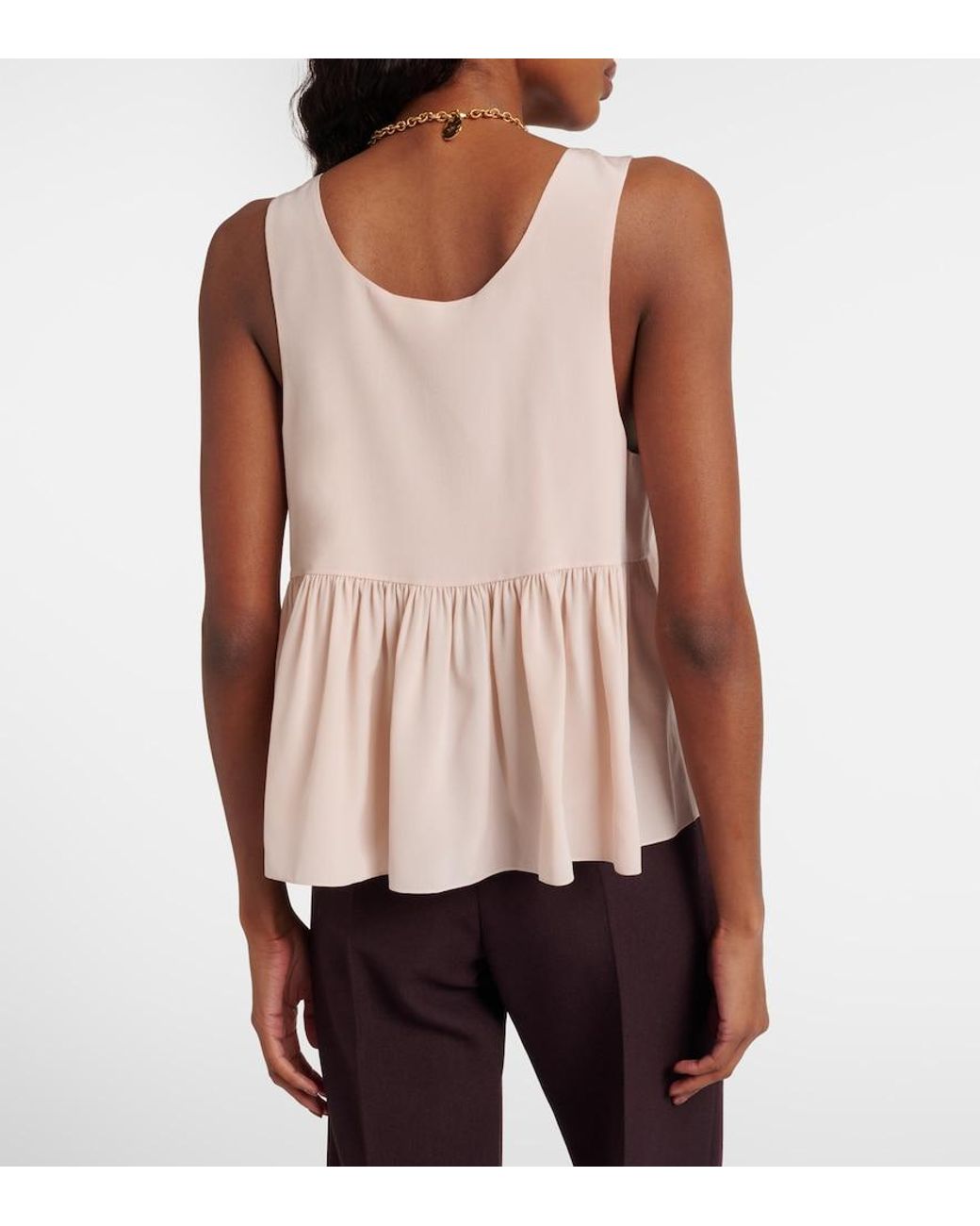 Chloé Pink Peplum Silk Crepe De Chine Top