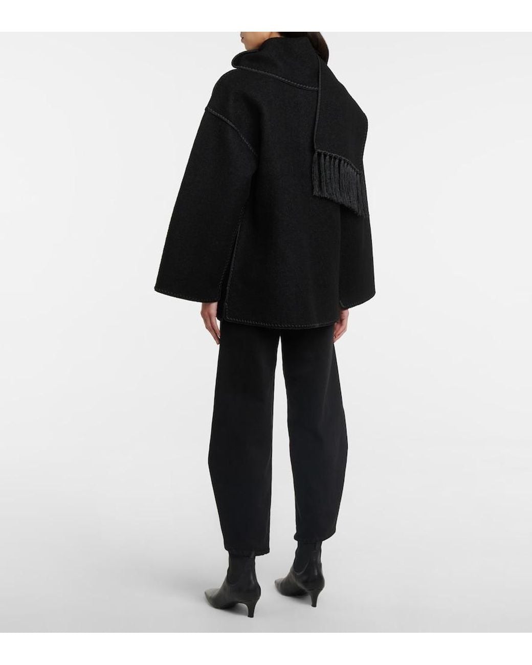 Totême  Black Embroidered Wool-Blend Scarf Jacket