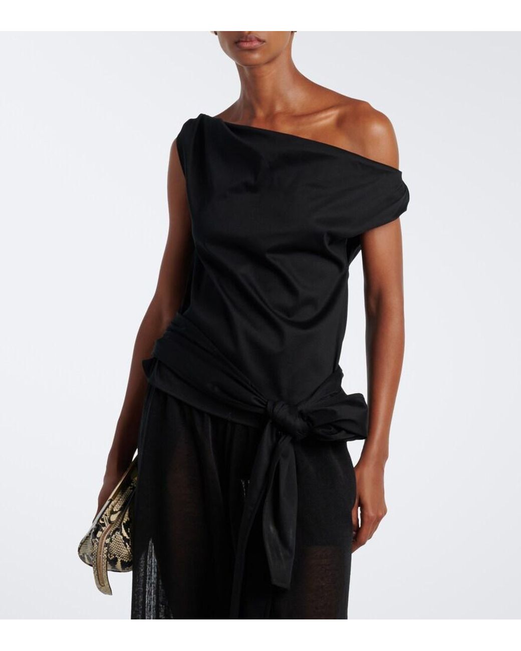 Proenza Schouler Black Zafira Asymmetric Cotton Jersey Top