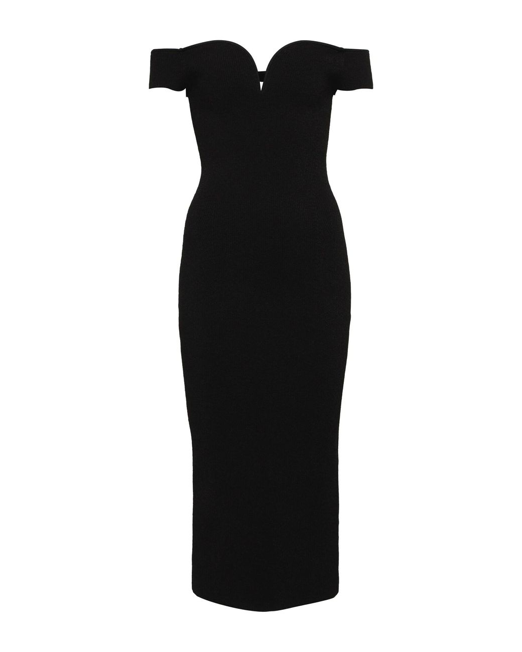 Galvan London Ribbed-knit Off-shoulder Midi Dress in Black | Lyst