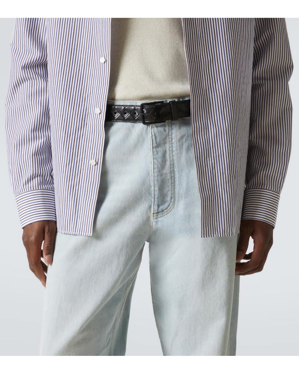 Bottega Veneta Guertel Intrecciato Aus Leder in Black für Herren