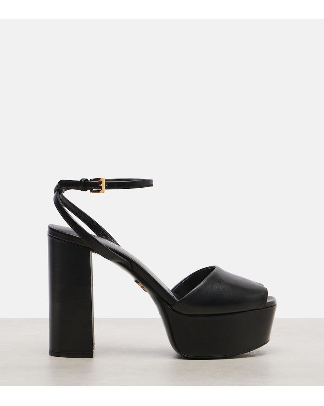 Prada Black Leather Platform Sandals