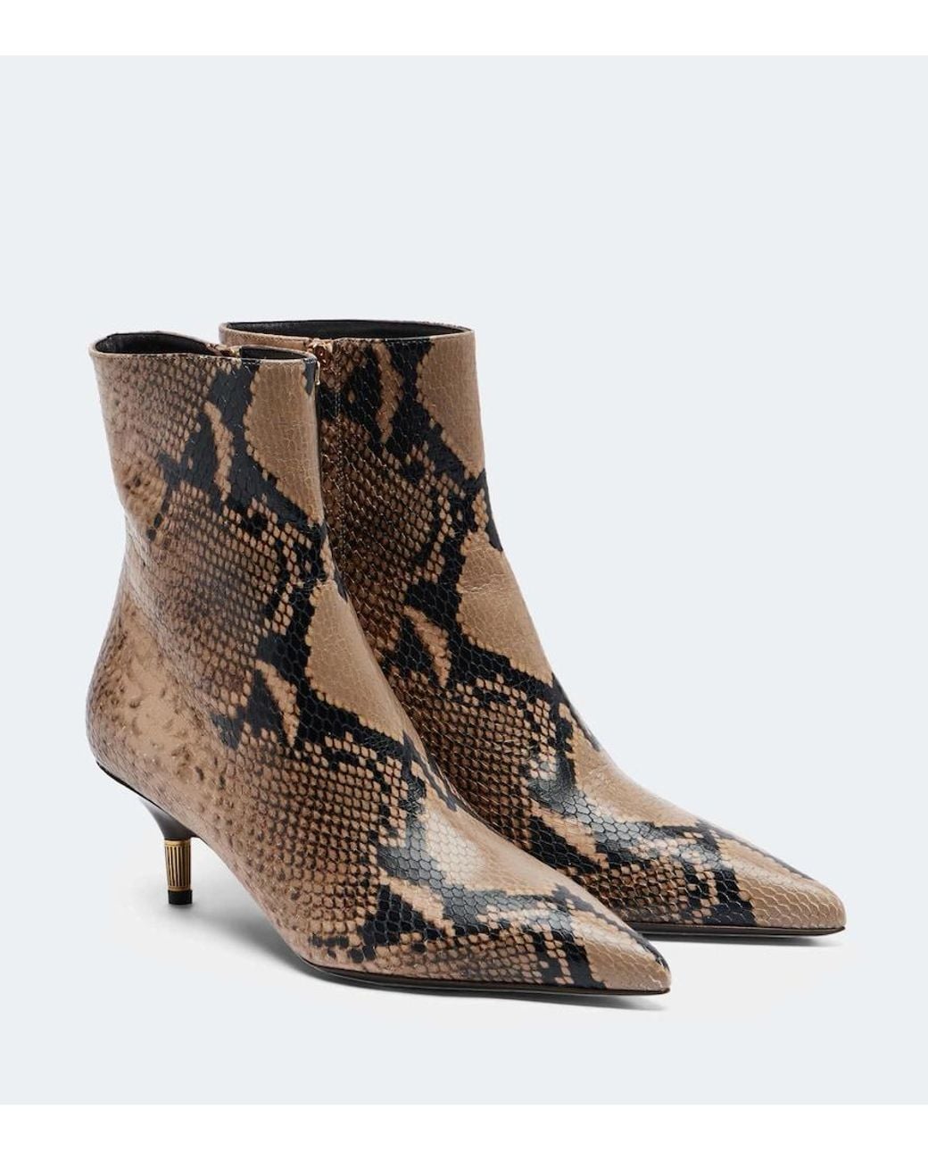 Khaite Brown Bella Snake-Effect Leather Ankle Boots