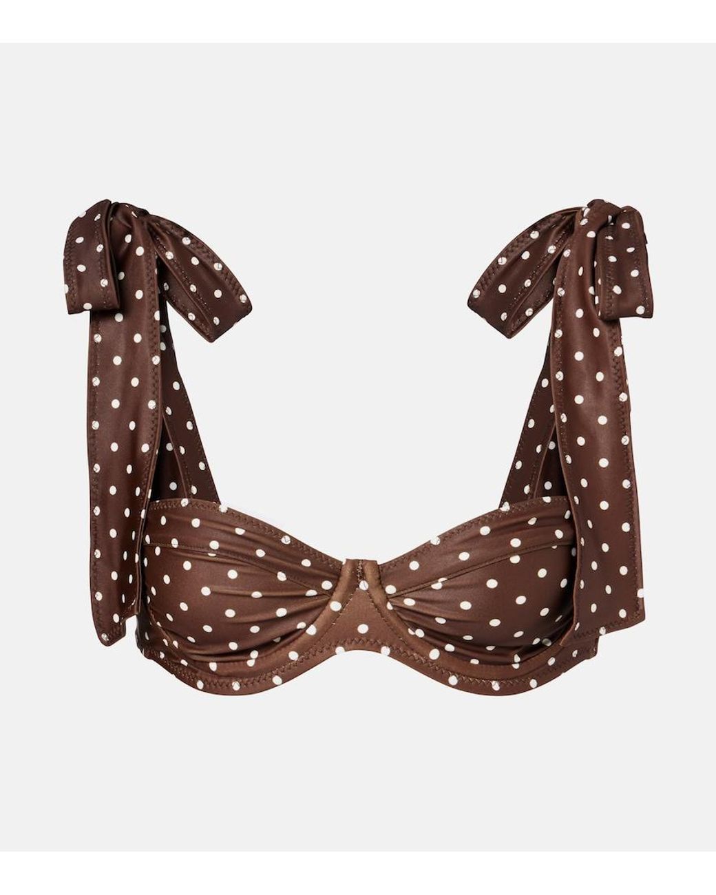 SAME Brown Lady Polka-Dot Bikini Top