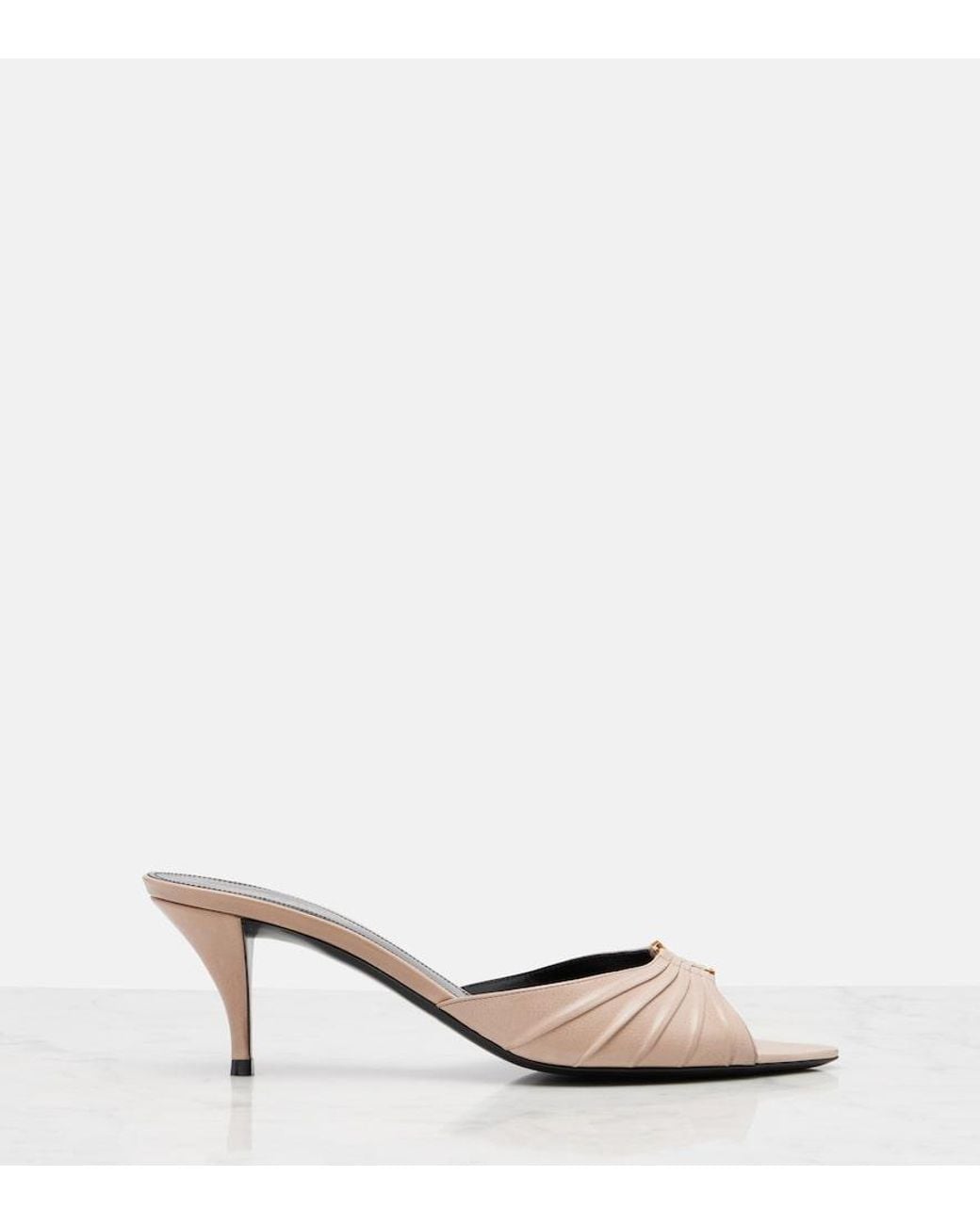 Saint Laurent Metallic Babylone 60 Leather Mules