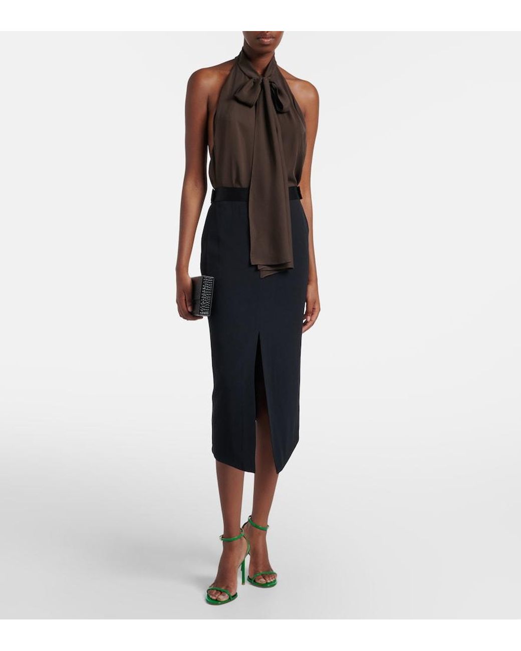 Tom Ford Black Satin Pencil Skirt